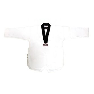 Korean Ultimate Taekwondo Uniform: Plain Back: Black V-neck