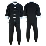 Kids Kung Fu Elite Microfibre Uniform - Black/White