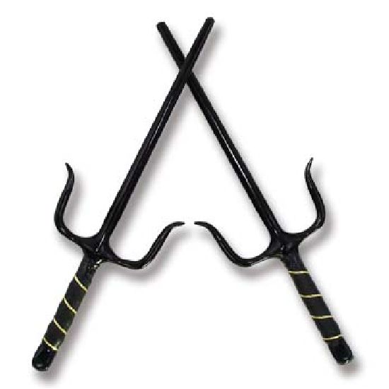 Chrome Sai Black Octagonal Daggers - Click Image to Close