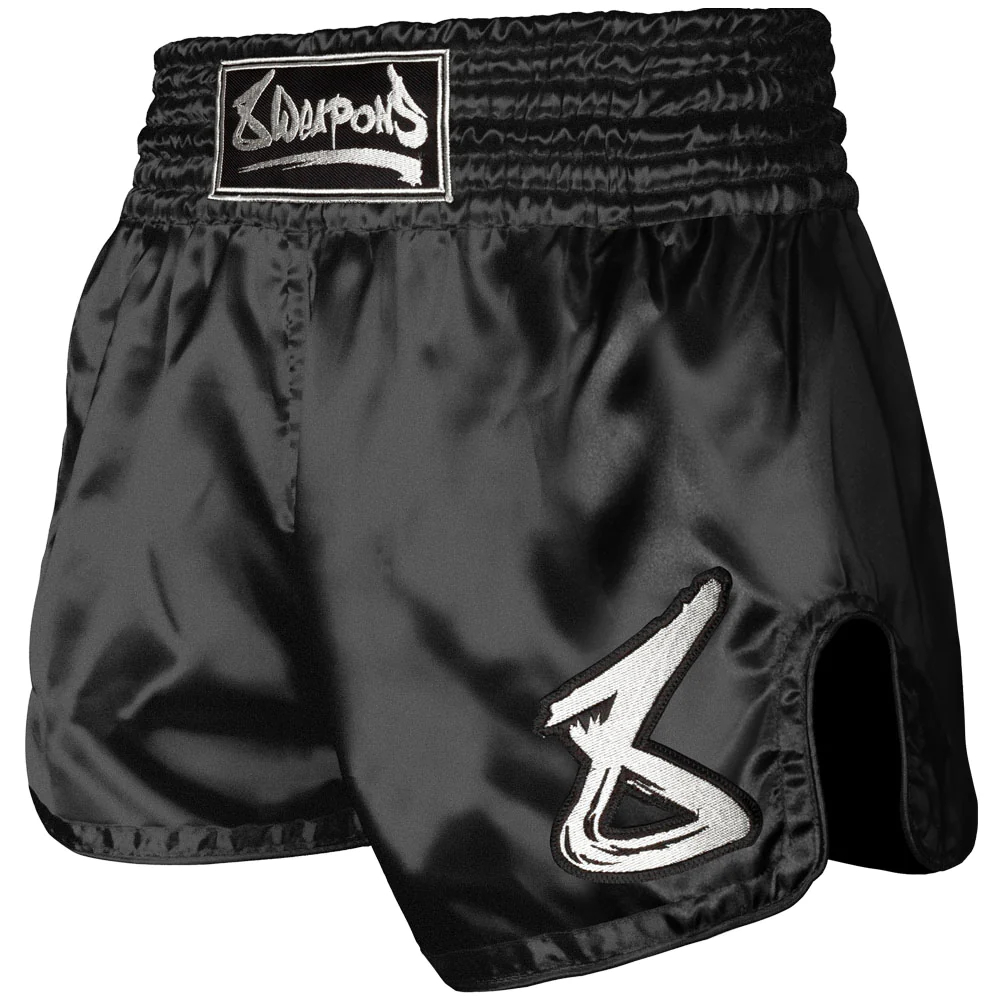 8 Weapons Strike Muay Thai Shorts - Black - Click Image to Close