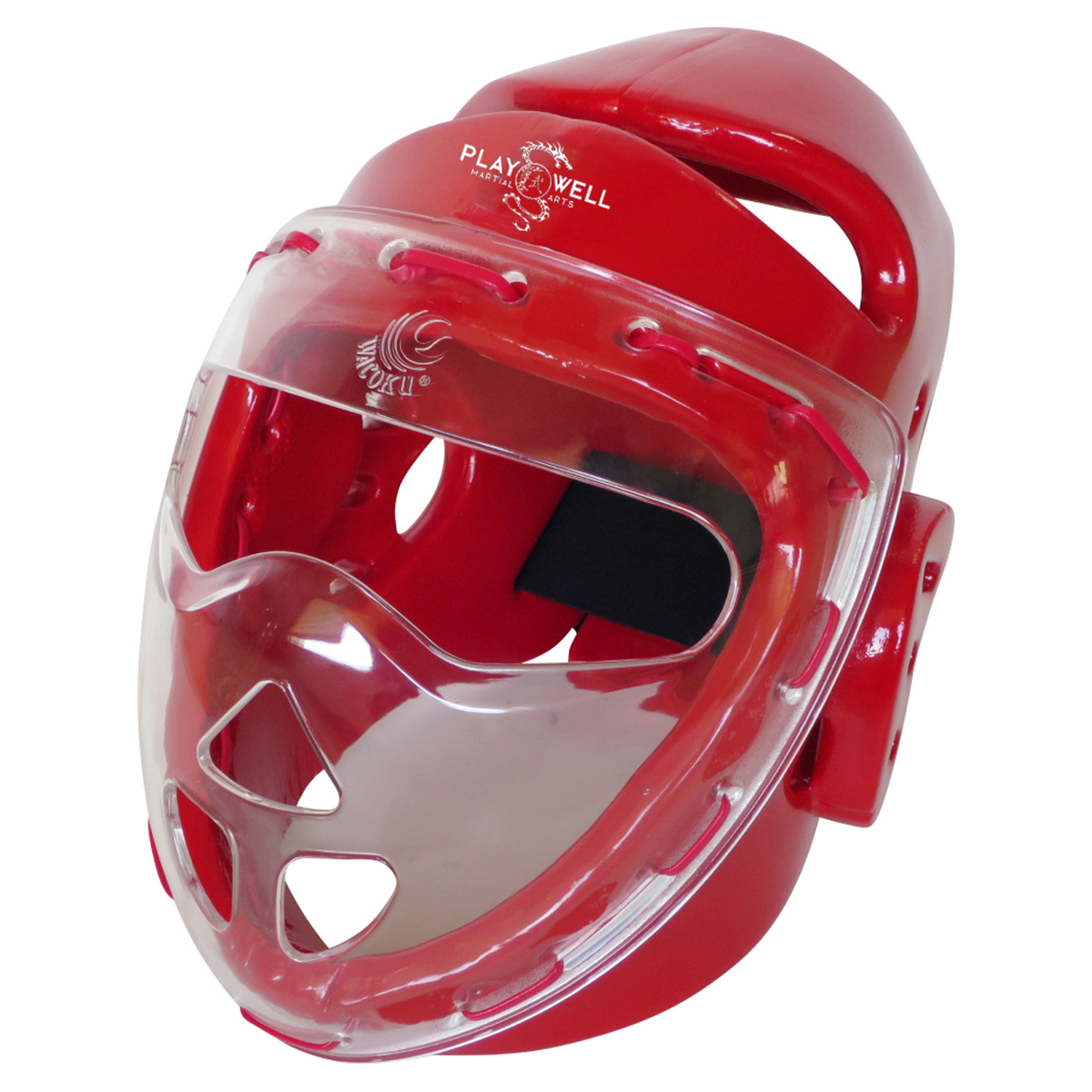 Dipped Foam Headguard with Acrylic Full Face Mask Red - Click Image to Close