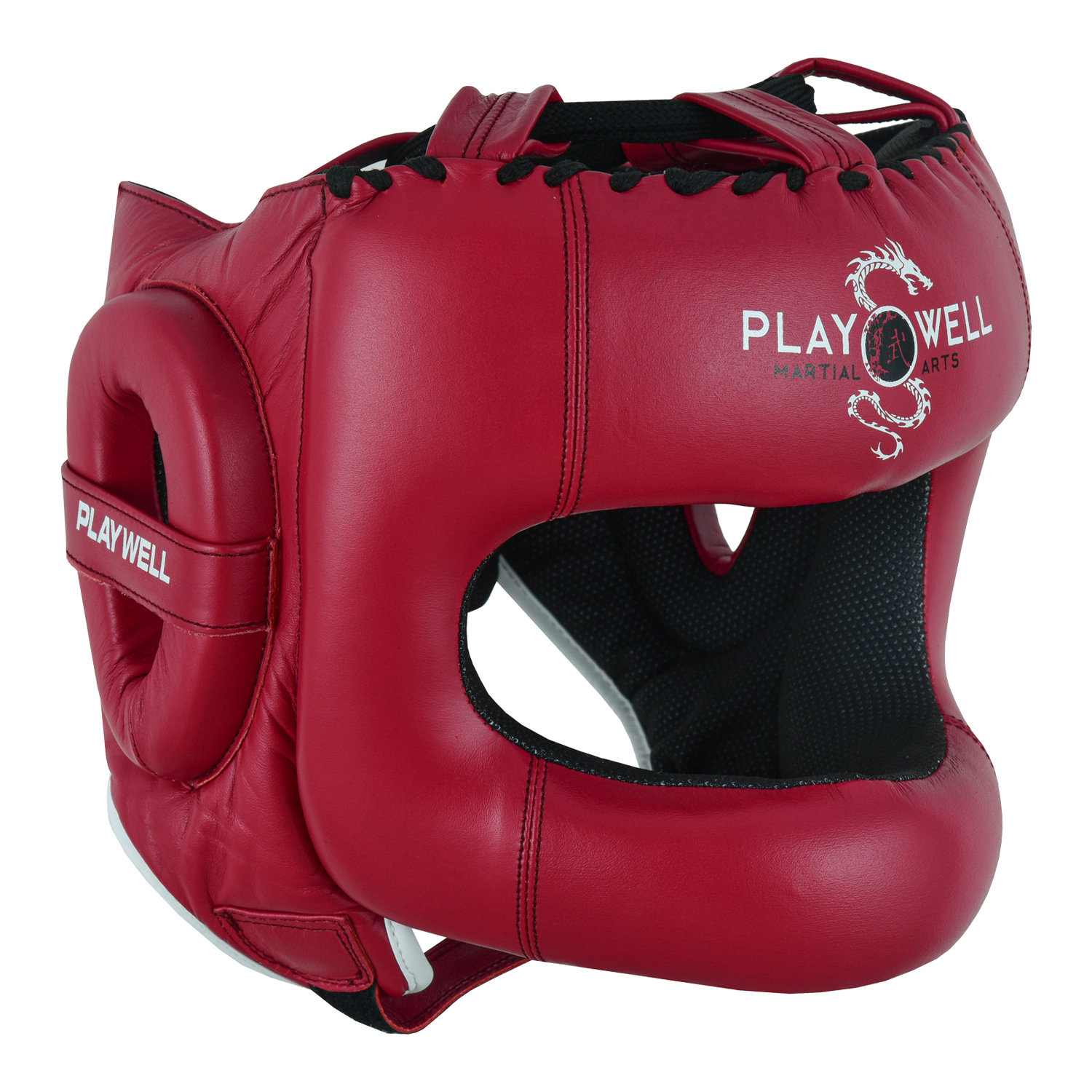 Boxing Ultimate Leather Full Face Bar Head Guard - Maroon - Click Image to Close