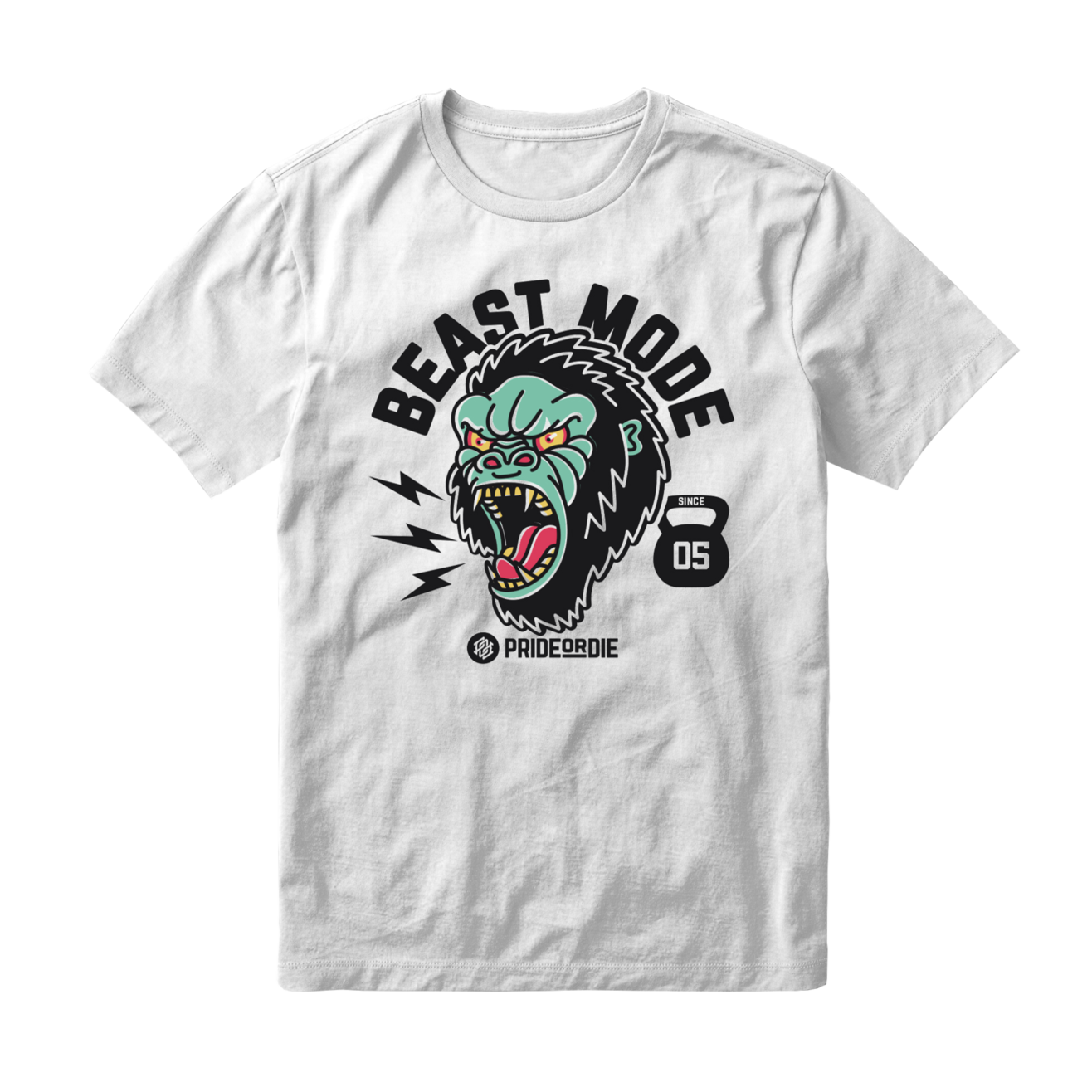 Pride or Die Beast Mode T Shirt - White - Click Image to Close
