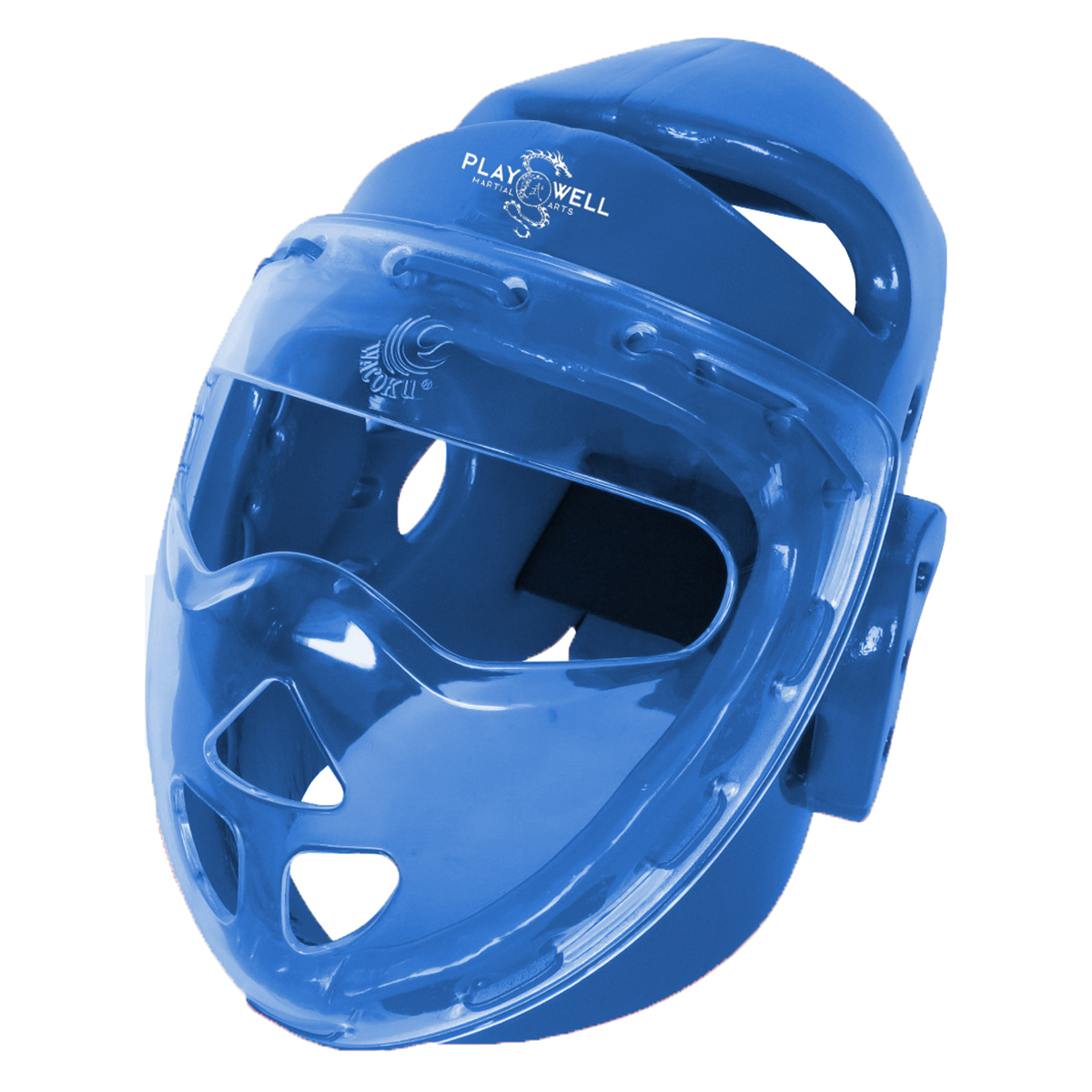 Dipped Foam Headguard with Acrylic Full Face Mask - Blue - Click Image to Close