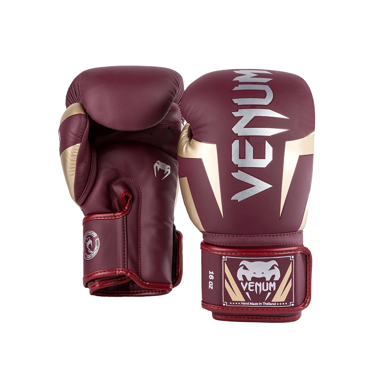 Venum Elite Boxing Gloves - Burgundy/Gold - Click Image to Close