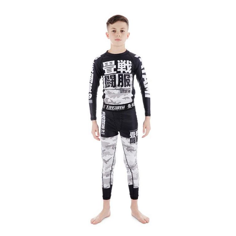 Tatami Kids Essential Camo Long Sleeve Rash Guard - White - Click Image to Close