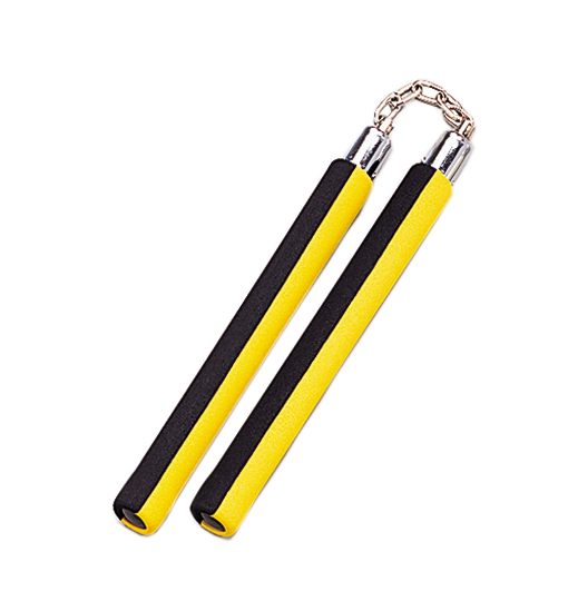 NR-022: Foam Nunchaku with Chain Two Tone. Yell/ Black - Click Image to Close
