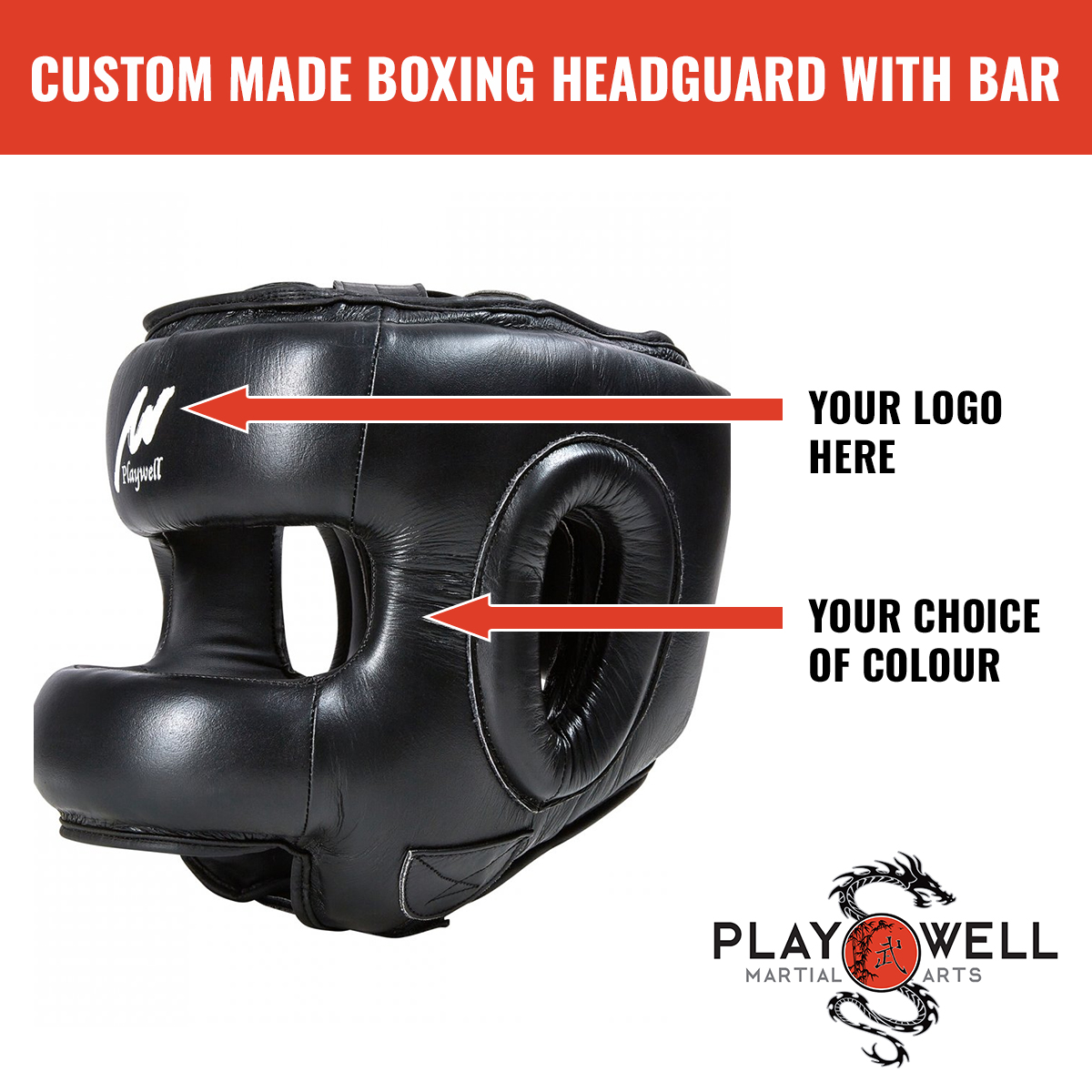 Custom Made Martial Arts Boxing Head Guard - Your Logo - Click Image to Close