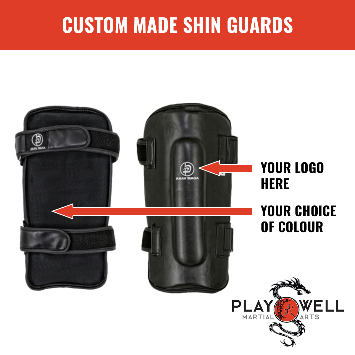 Custom Made Martial Krav Maga Shin Pads - Your Logo - Click Image to Close