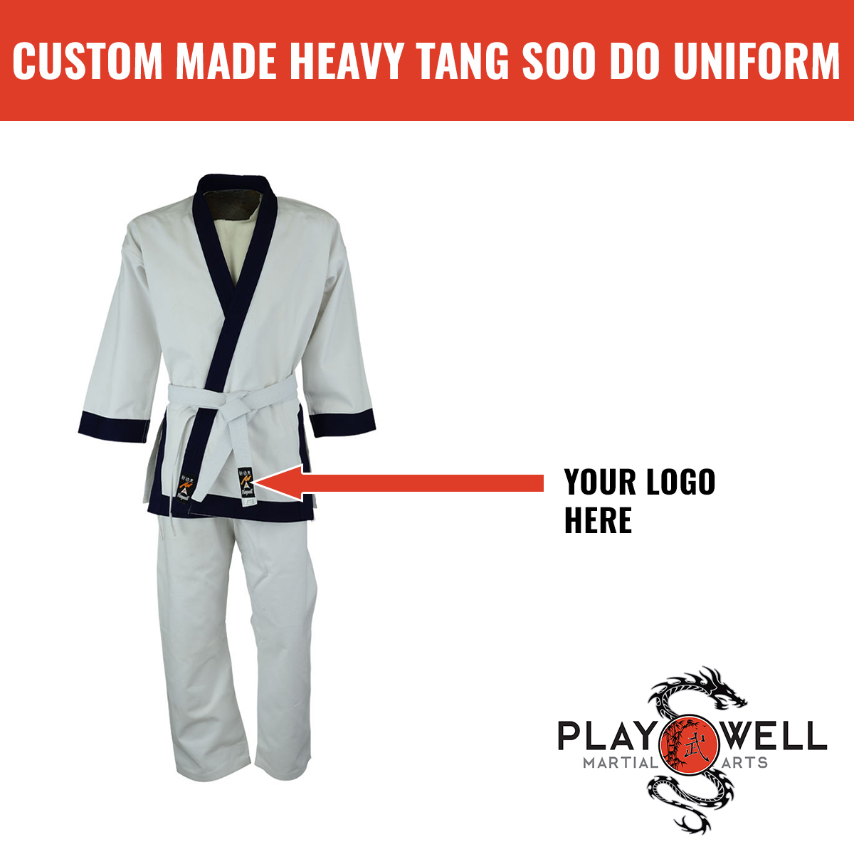 Custom Made Martial Arts Tang Soo do Uniform 14oz - Your Logo - Click Image to Close