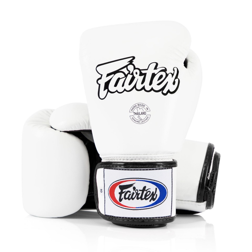 Fairtex BGV1 White Universal Leather Boxing Gloves - Click Image to Close
