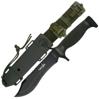 Survivor 12" Surivival Knife - Recurved Blade With Sawback - Click Image to Close