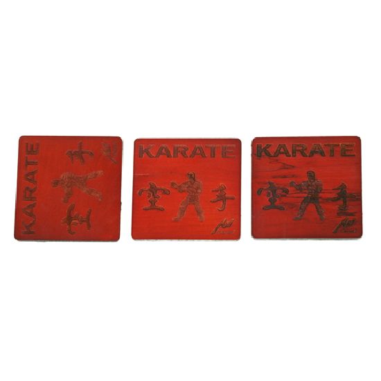 Wooden Coasters - Karate ( set of 3 ) - Click Image to Close