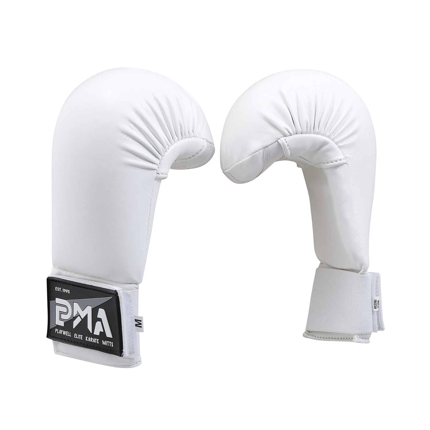 Deluxe Competition Karate Mitts White Vinyl - Click Image to Close