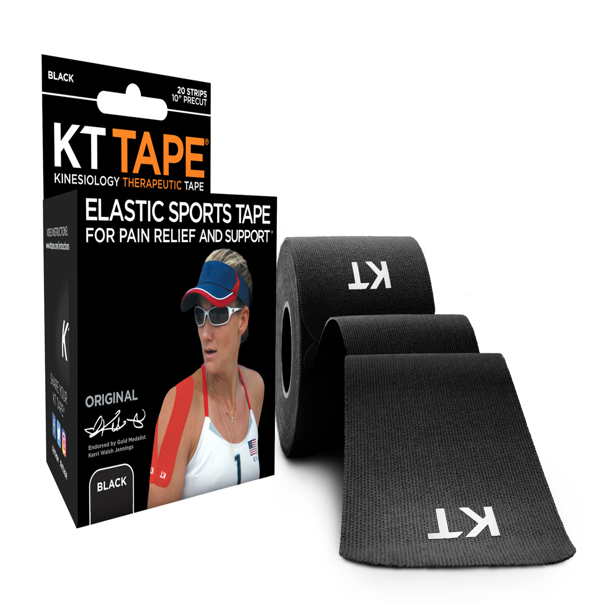 KT Tape Cotton Original Precut Tape 20x25cm - Black - Click Image to Close