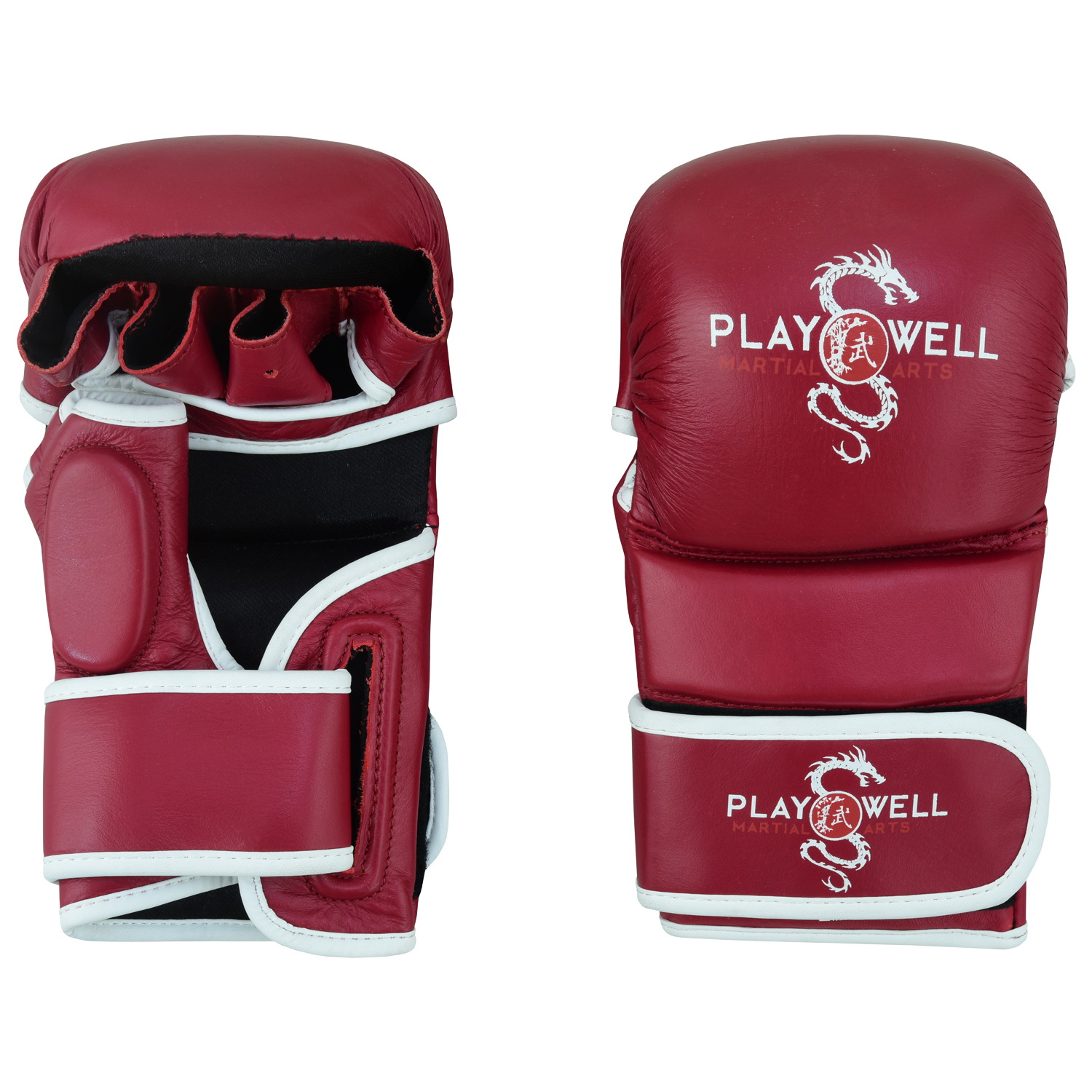 Playwell MMA "Maroon Series" 7oz Leather Sparring Gloves - - Click Image to Close