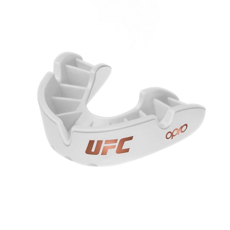 Opro UFC Adults Bronze Self Fit Mouth Guard - White - Click Image to Close