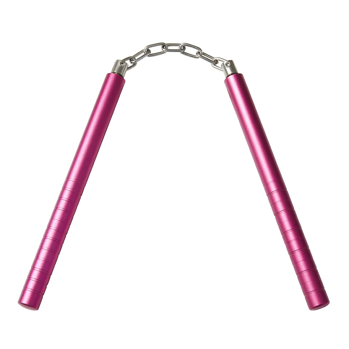 Heavy Slim Aluminium Nunchaku With Chain: Pink - 10" - Click Image to Close
