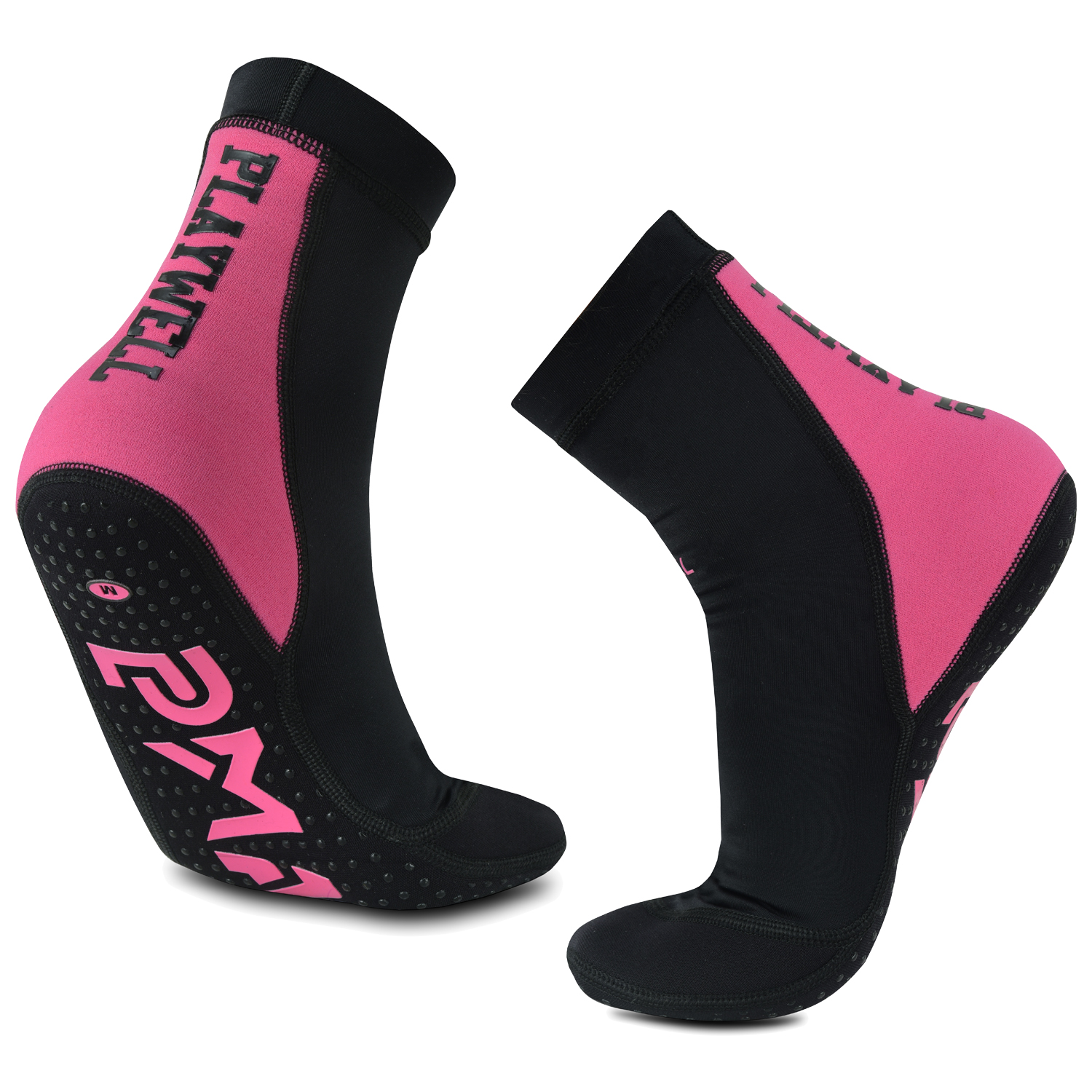 Martial Arts School Tatami Mat Training Socks - Black/Pink - Click Image to Close