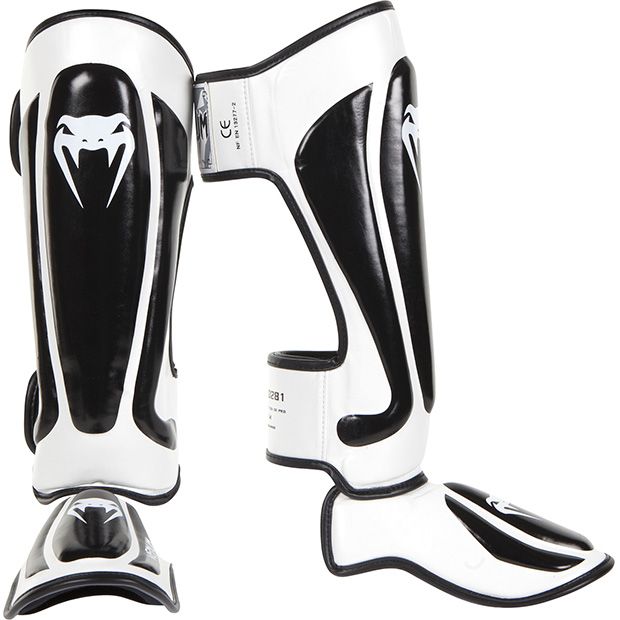 Venum MMA Muay Thai Elite Predator Shin Guards - White/Black - Click Image to Close