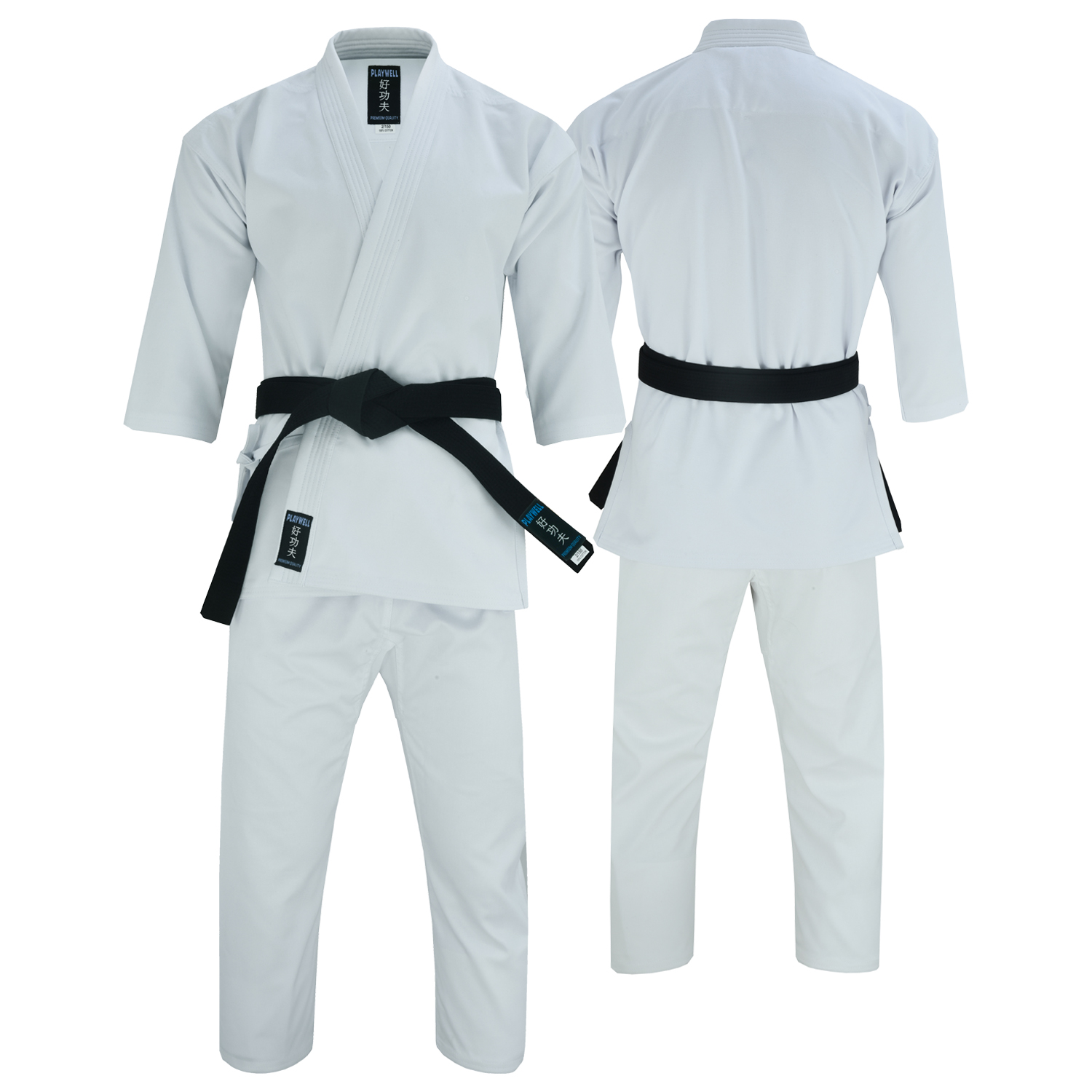 Karate Heavyweight Atheltic Cut SLIMMER FIT 14oz Suit - White - Click Image to Close