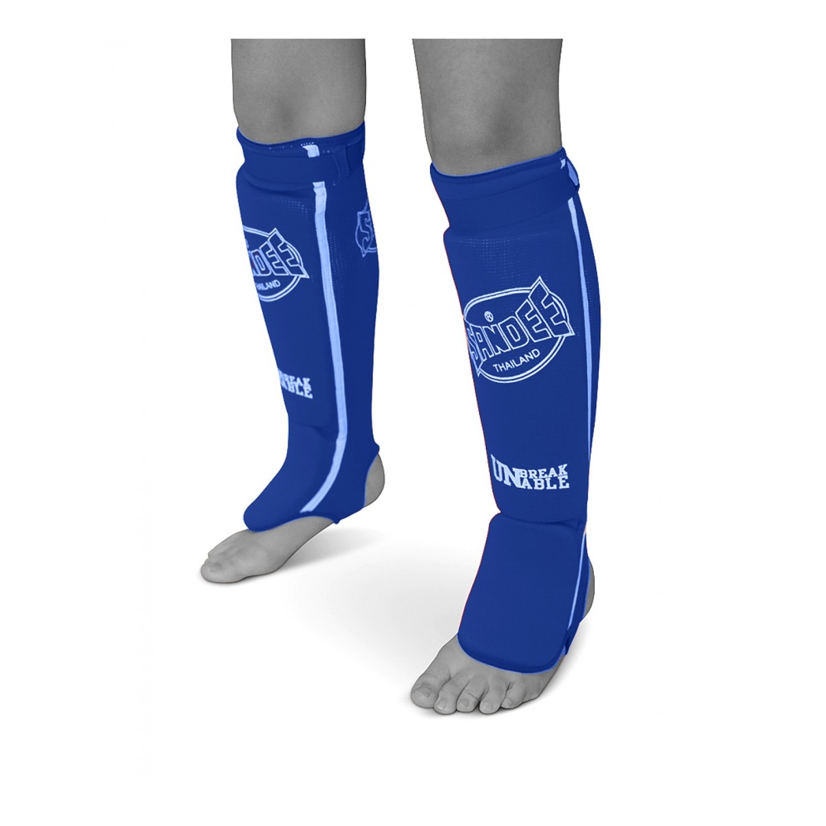 Sandee Competition Muay Thai Cotton Shin Pads - Blue - Click Image to Close