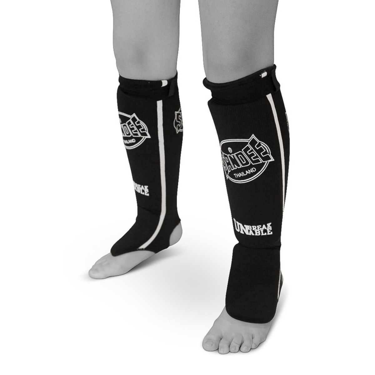 Sandee Competition Muay Thai Cotton Shin Pads - Black - Click Image to Close