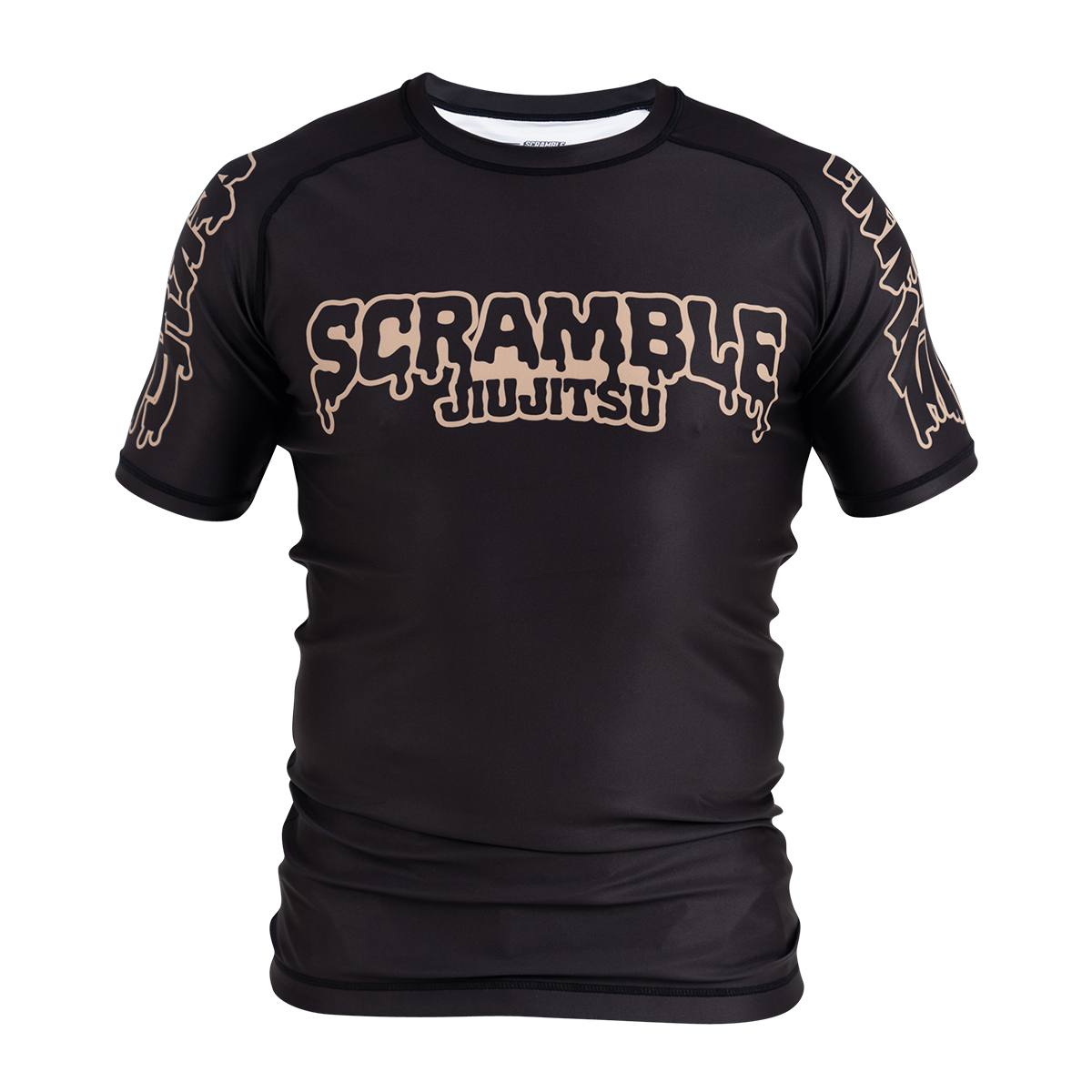 Scramble Drip Logo Short Sleeve Rash Guard - Click Image to Close