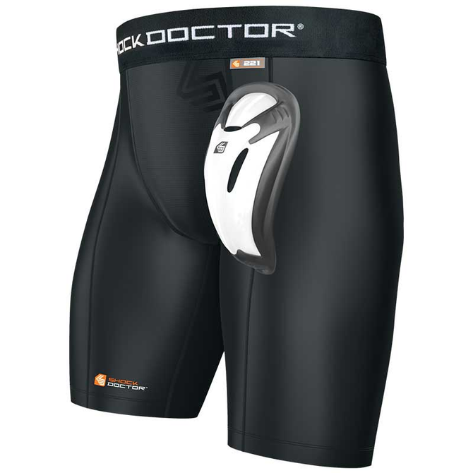 Shock Doctor Compression Shorts With Bioflex Cup - BLACK - Click Image to Close