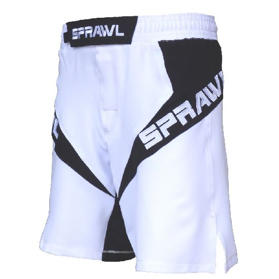 Sprawl Fusion 3 Series Fight Shorts - White/Black - Click Image to Close