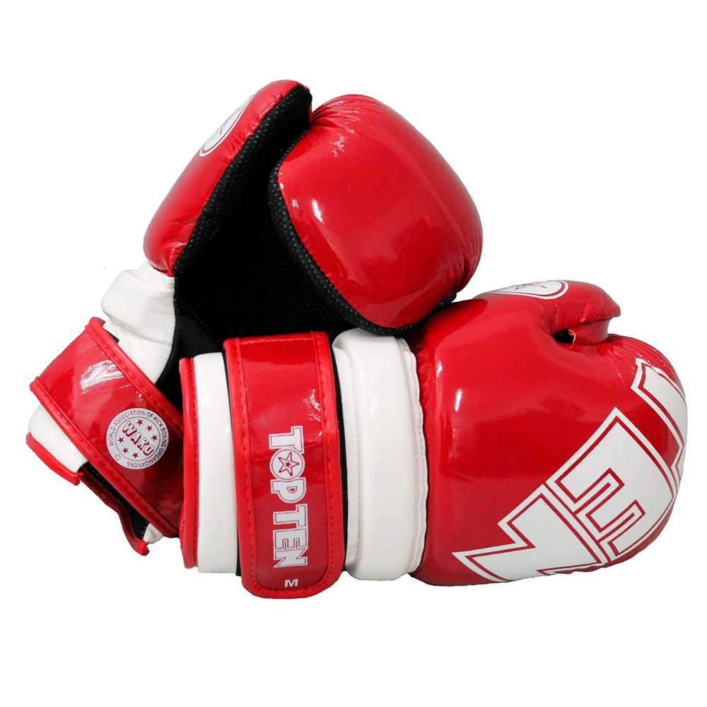 Top Ten WAKO Approved Pointfighter Glossy Gloves - Red - Click Image to Close
