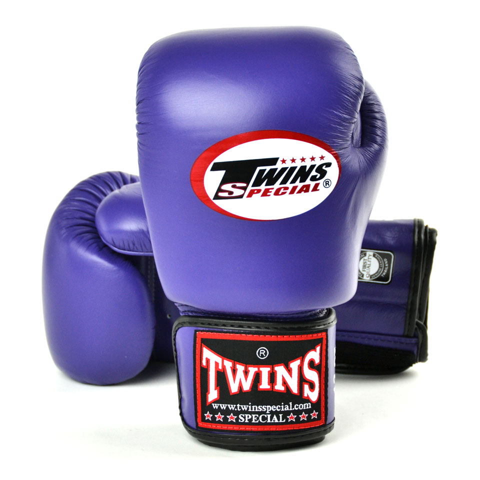 Twins BGVL3 Leather Boxing Gloves - Purple - Click Image to Close