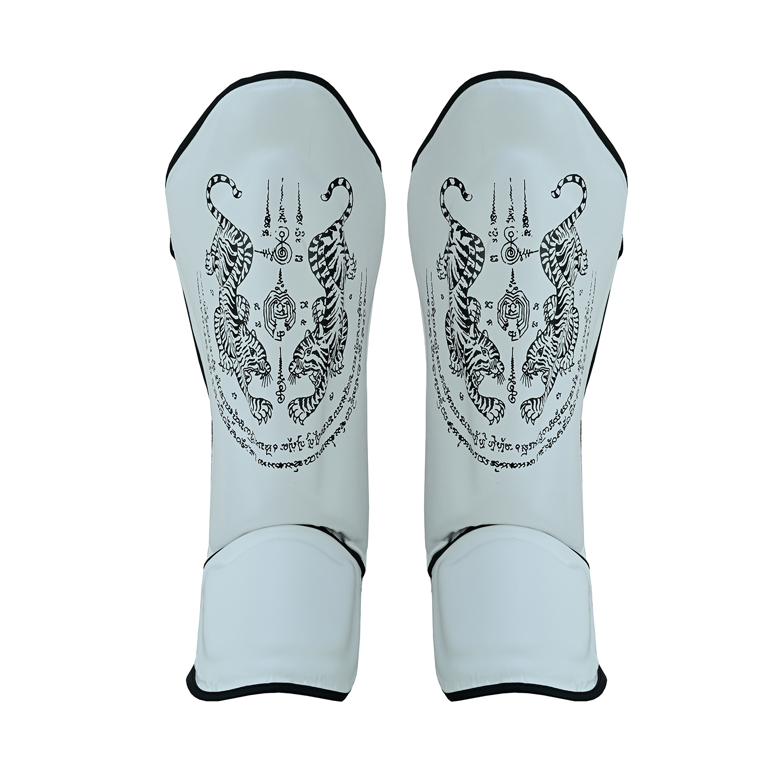 Pro MMA Stand Up Muay Thai Twin Tiger Shin Instep Guards - White