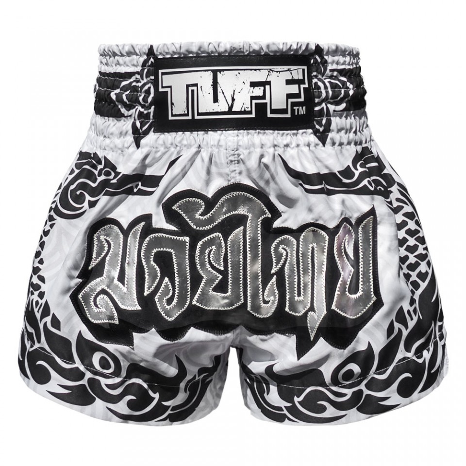 TUFF Traditional The Great Hongsa Muay Thai Shorts - White - Click Image to Close