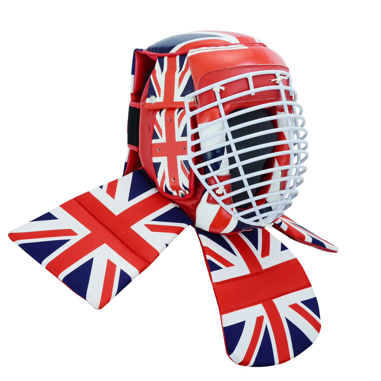 Full Contact Leather Competition Escrima Helmet - UK Flag - Click Image to Close