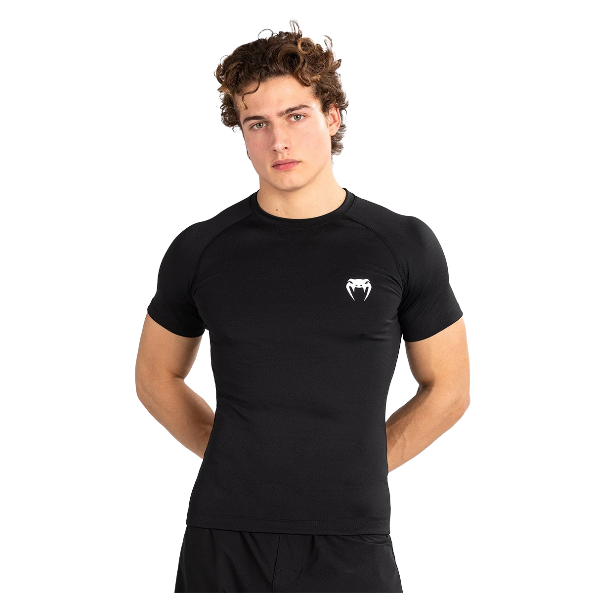 Venum Contender MMA Short Sleeve Rashguard - Black - Click Image to Close