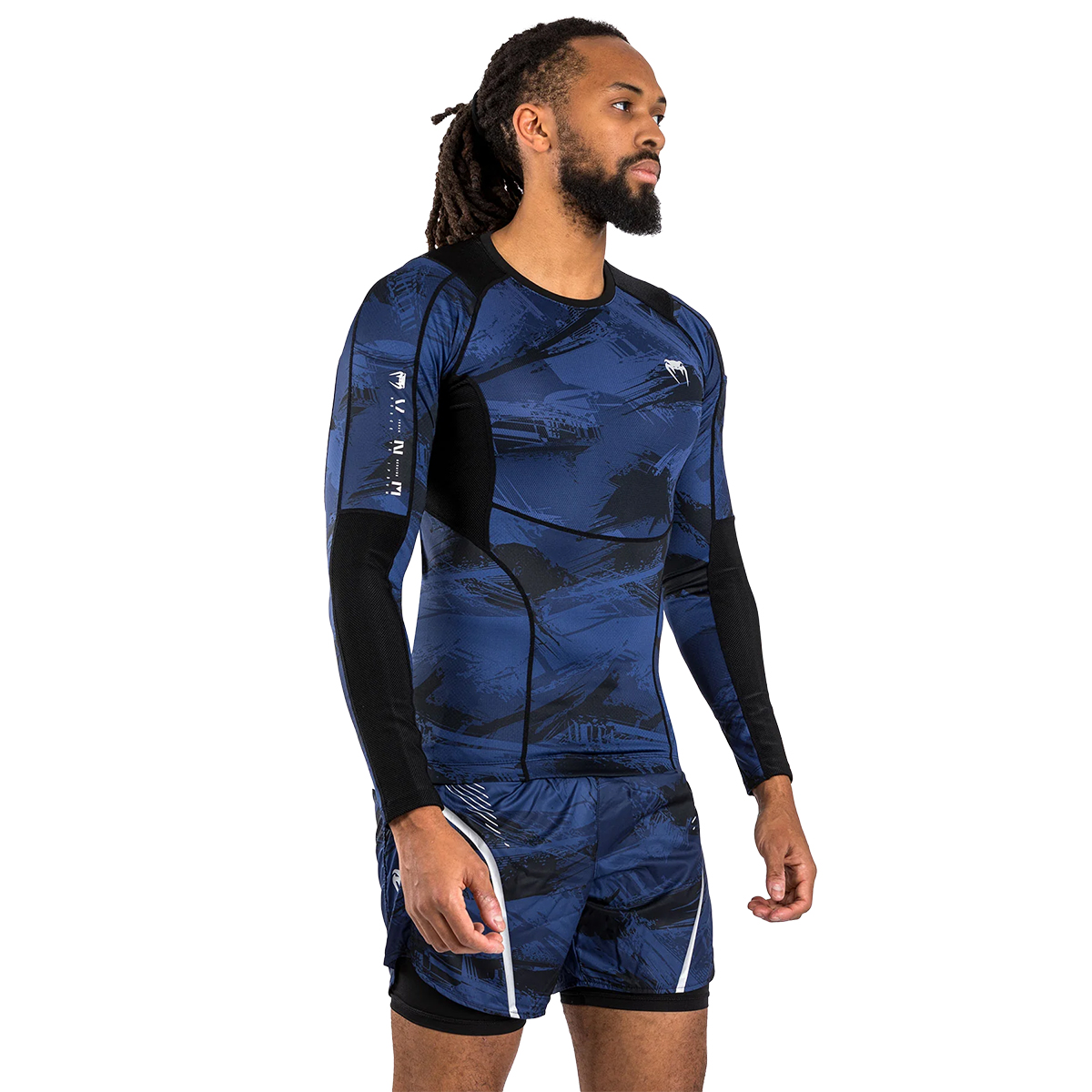 Venum Electron 3.0 MMA Long Sleeve Rashguard - Camo Blue - Click Image to Close