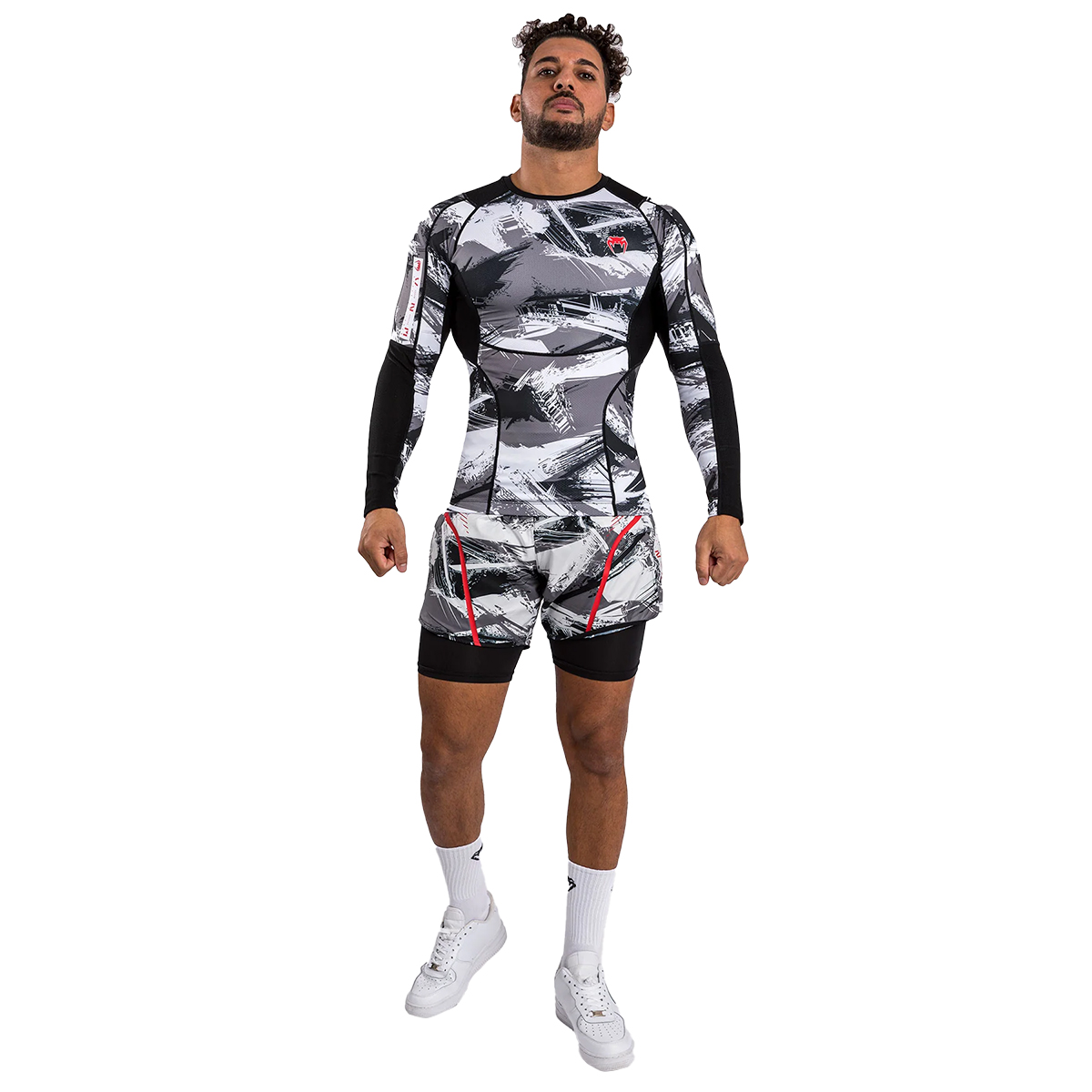 Venum Electron 3.0 MMA Long Sleeve Rashguard - Camo Grey - Click Image to Close