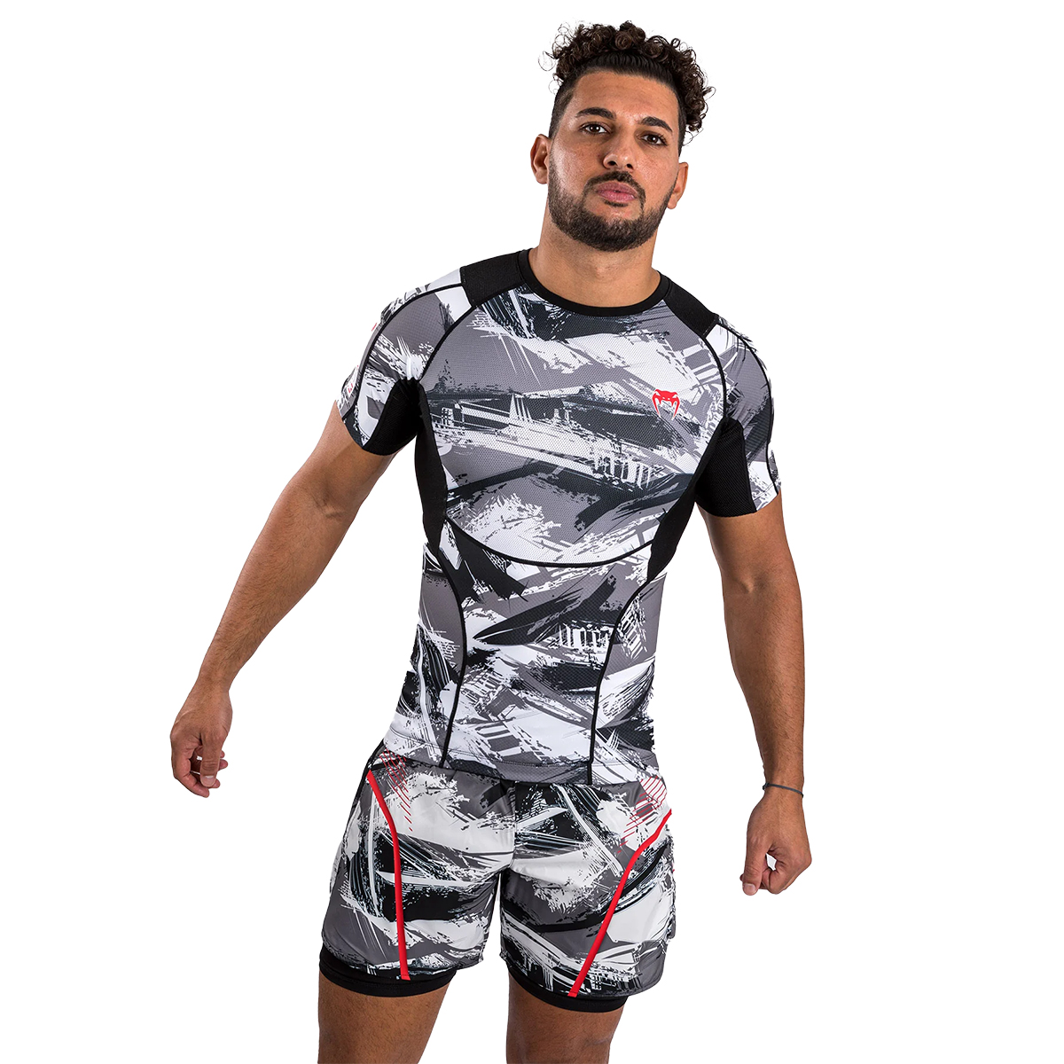 Venum Electron 3.0 MMA Short Sleeve Rashguard - Camo Grey - Click Image to Close