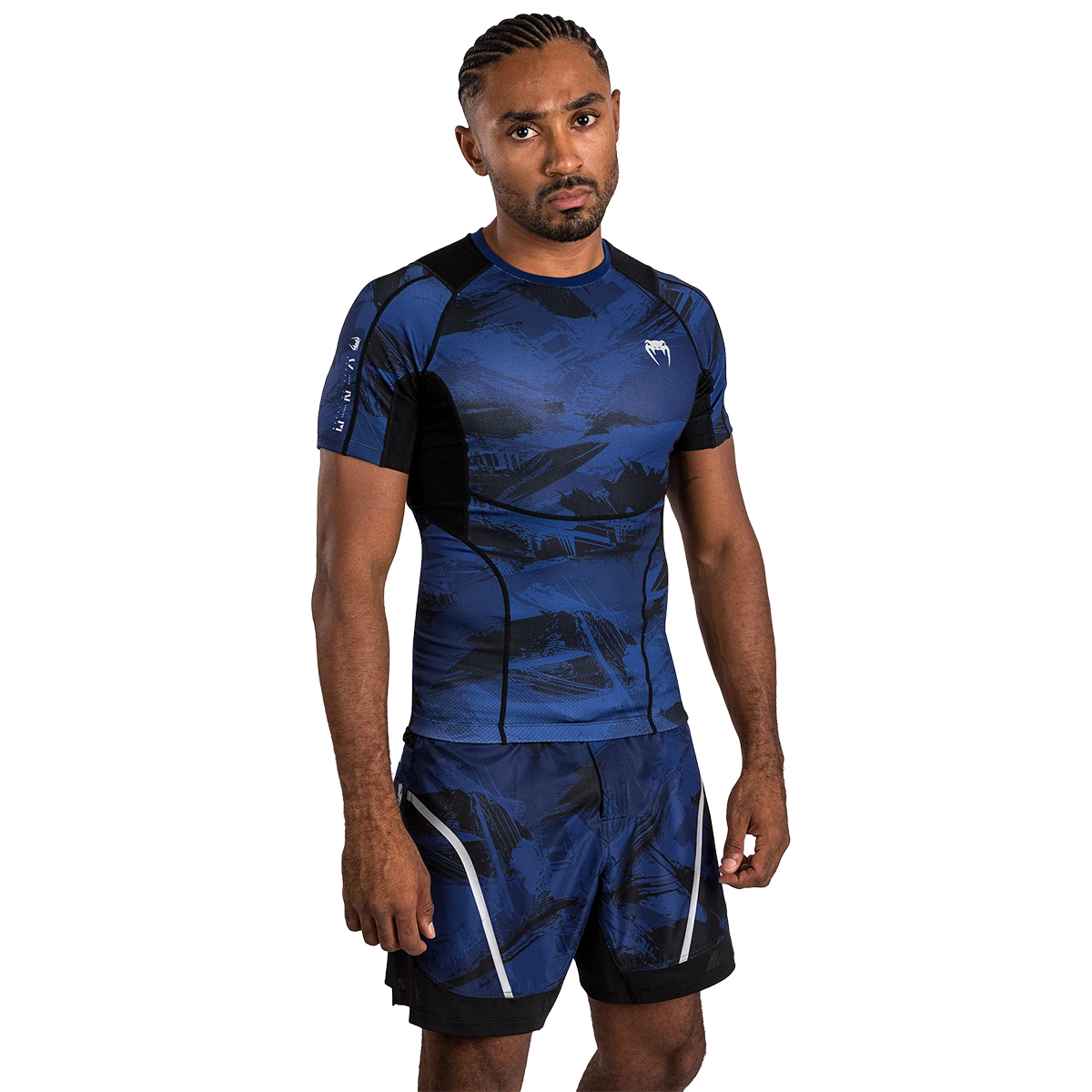 Venum Electron 3.0 MMA Short Sleeve Rashguard - Camo Blue - Click Image to Close