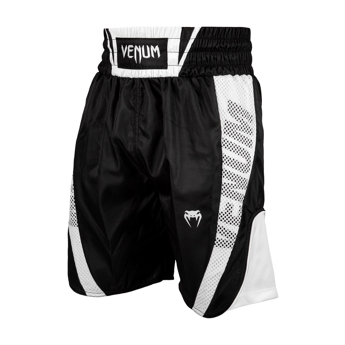 Venum Elite Pro Boxing Shorts - Black/White - Click Image to Close