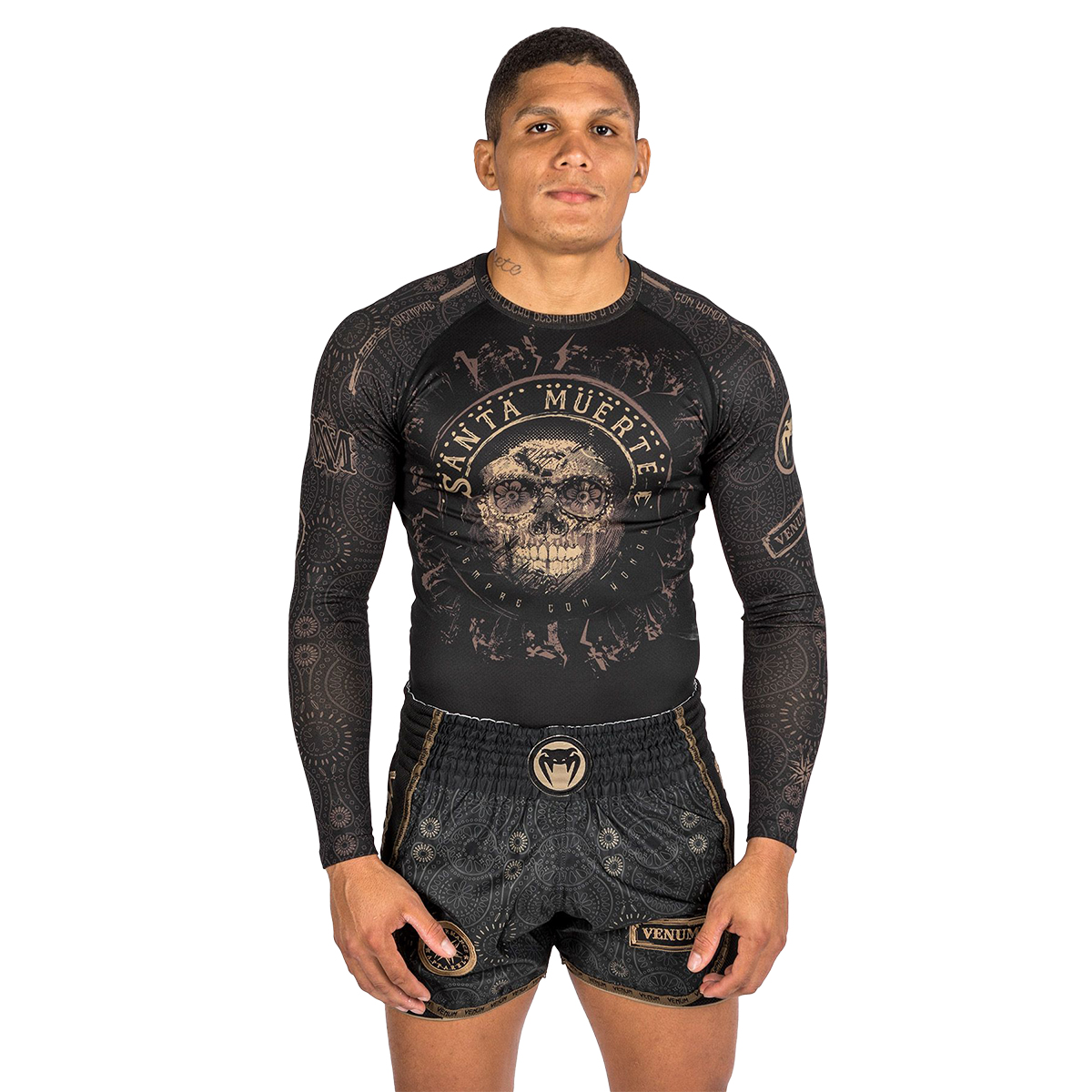 Venum Santa Muerta Long Sleeve MMA/Jiu Jitsu Rash Guard - Click Image to Close