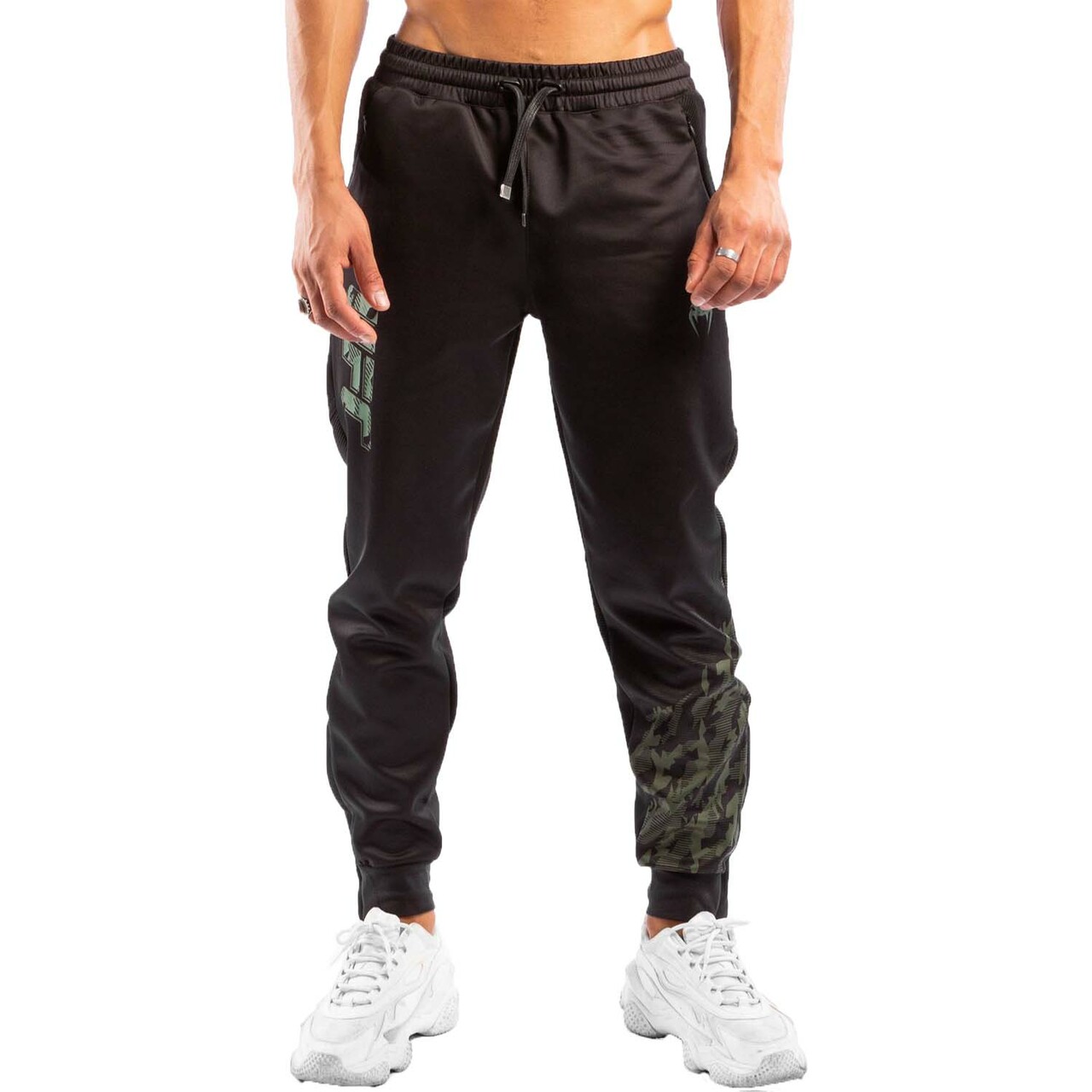 Venum x UFC Authentic Fight Week Polyester Joggers - Black/Khaki - Click Image to Close