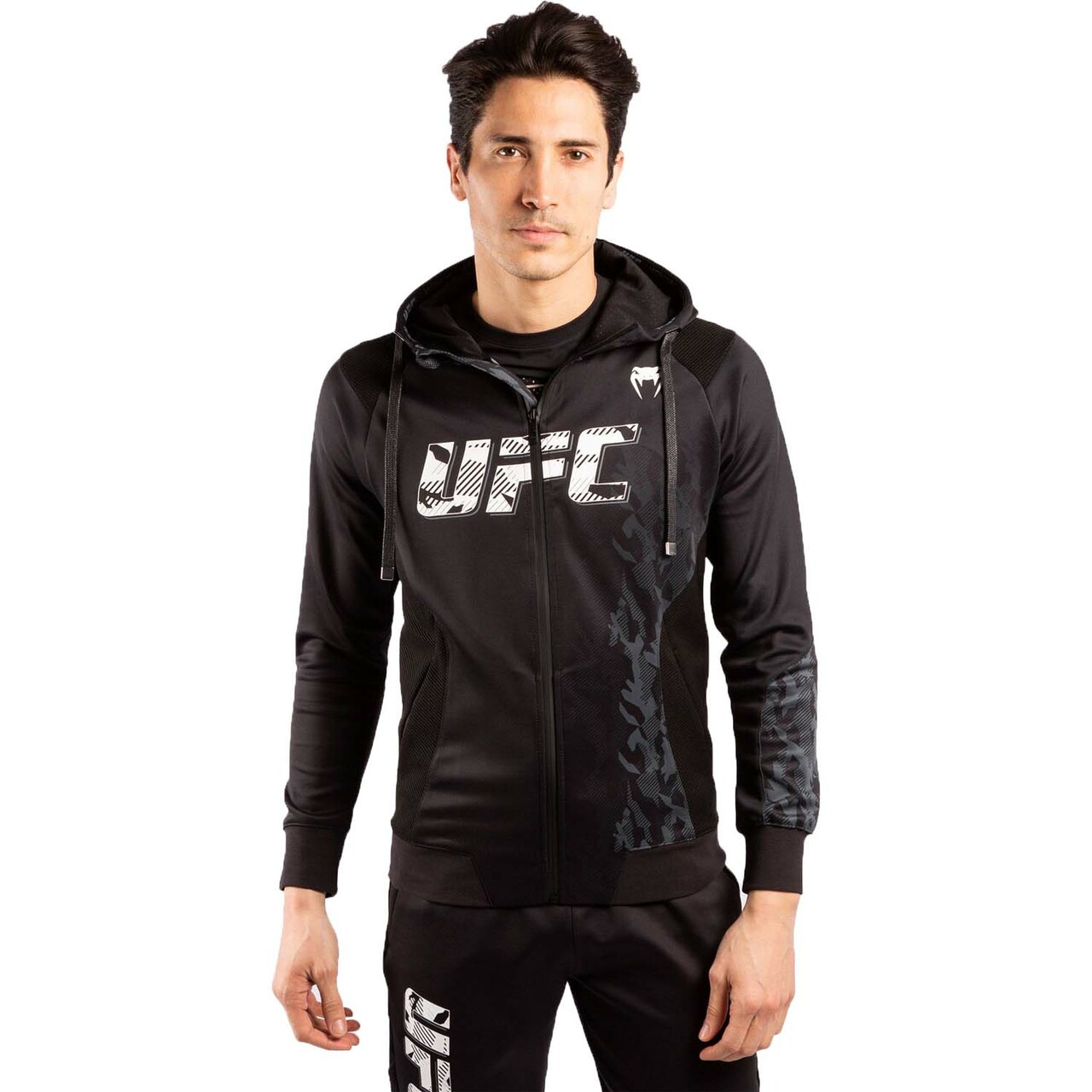 Venum x UFC Authentic Fight Week Polyester Hoodie - Black - Click Image to Close