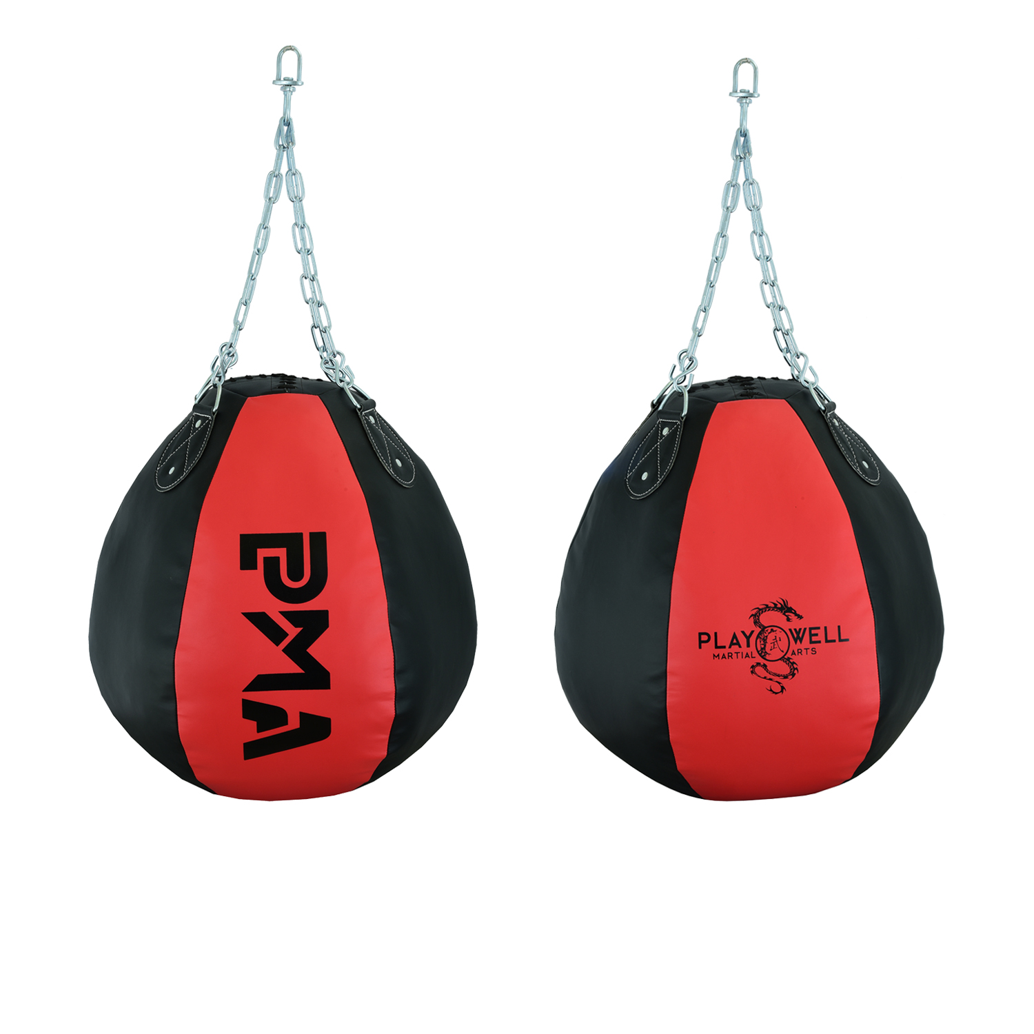 Elite Hanging Wrecking Ball Punch Bag - Black/Red - 35 Kilos - - Click Image to Close