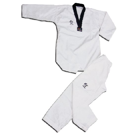 WTF Approved Taekwondo Black V Fighters Suit - Click Image to Close