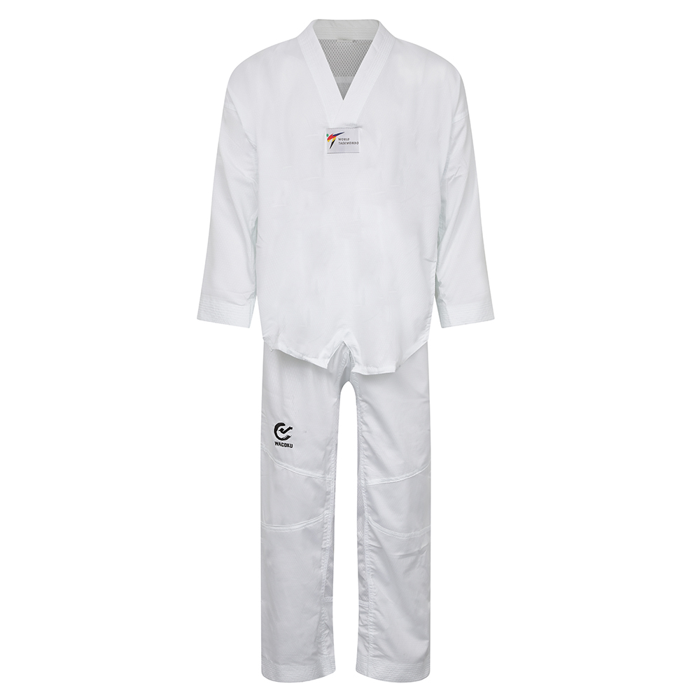 WTF Approved Taekwondo White V Fighters Suit - Click Image to Close