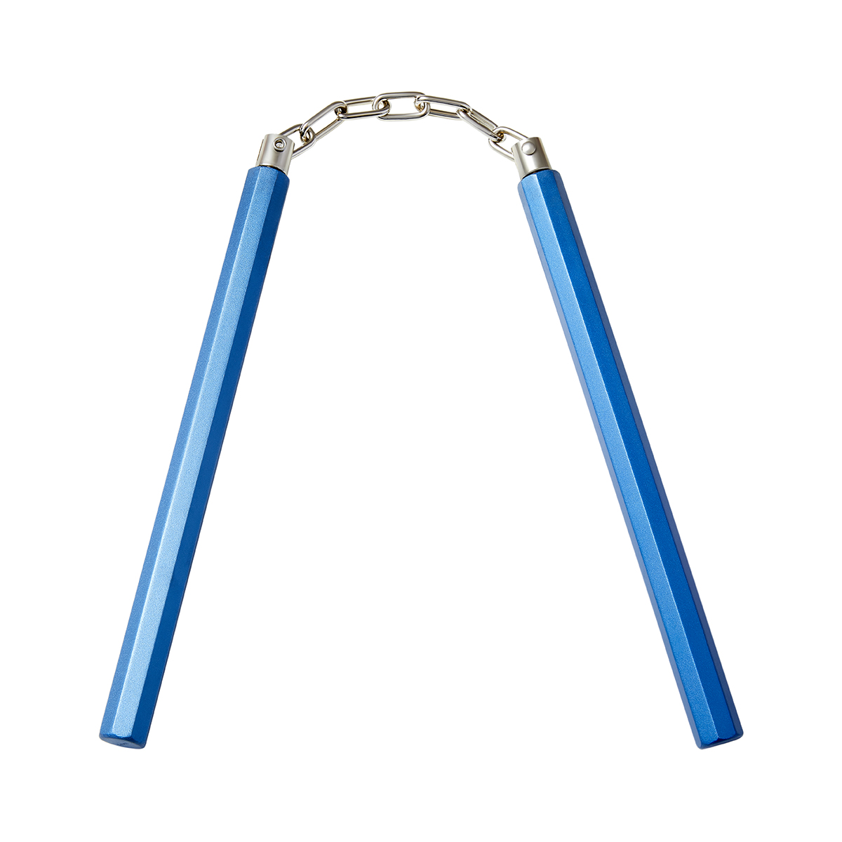 Heavy Slim Octagonal Aluminium Nunchaku With Chain: Blue - 10" - Click Image to Close