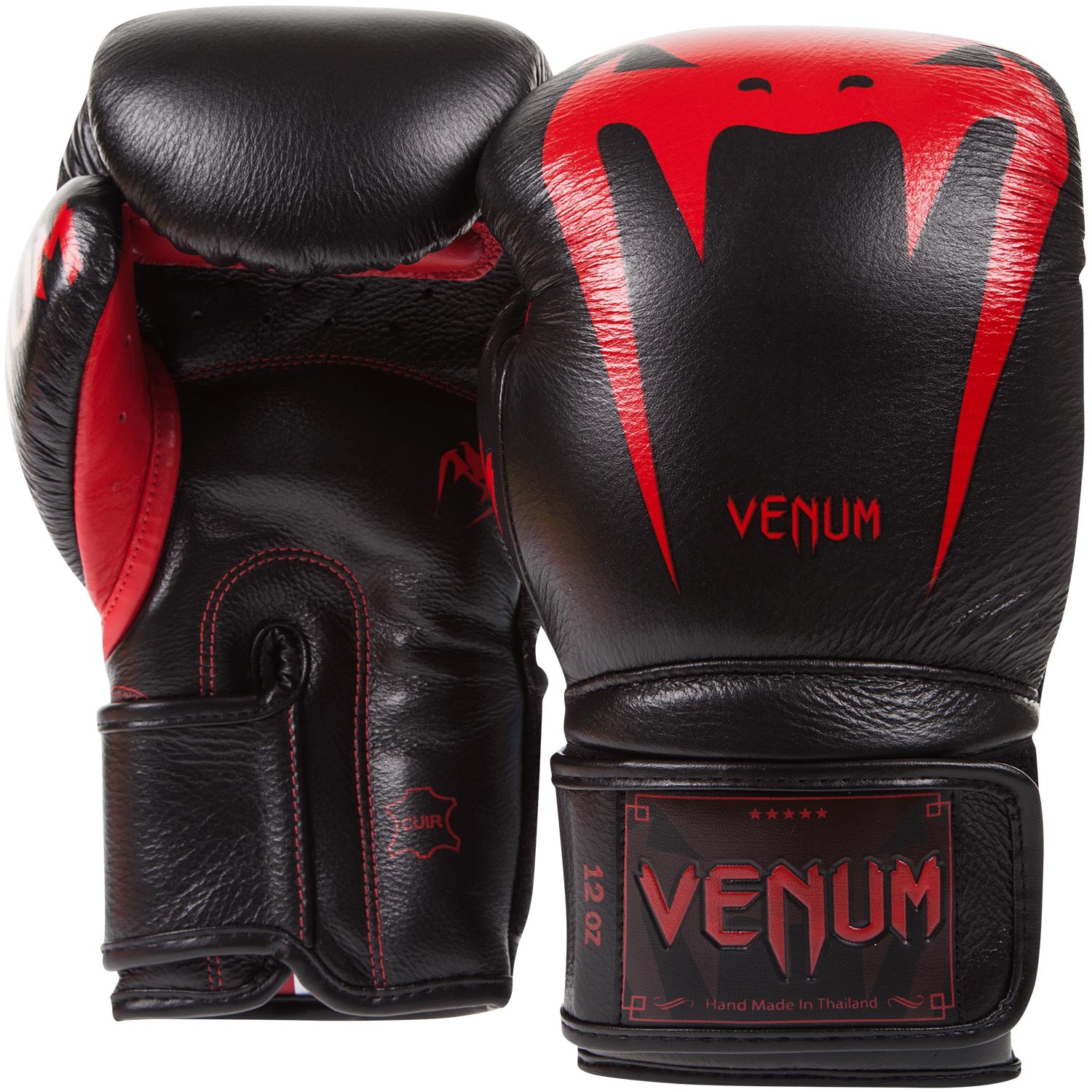 Venum Giant 3:0 Nappa Leather Boxing Gloves -Black/Red - Click Image to Close