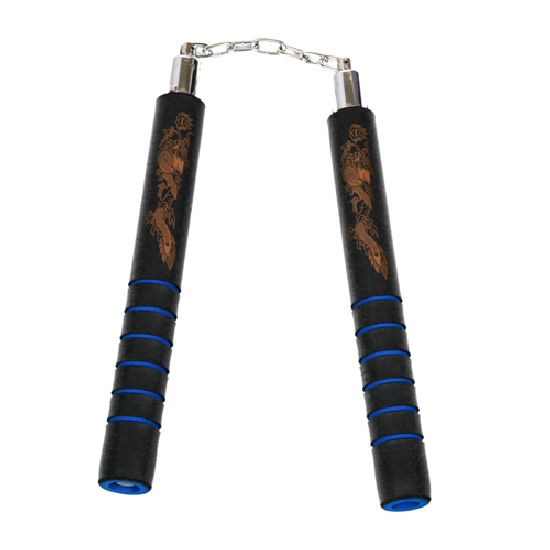 NR-028: Foam Nunchaku B.B With Grip : Blue grips - Click Image to Close